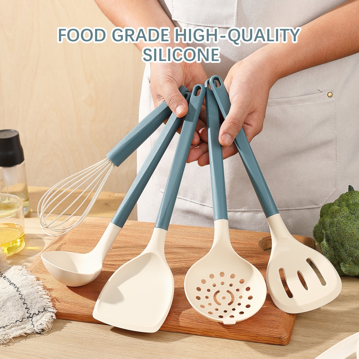 Sugift 20-Piece Silicone Kitchen Utensils Set and Knives Set with Block