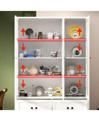 Grey Wood Bookcase With Tempered Glass Doors and 6-Drawers