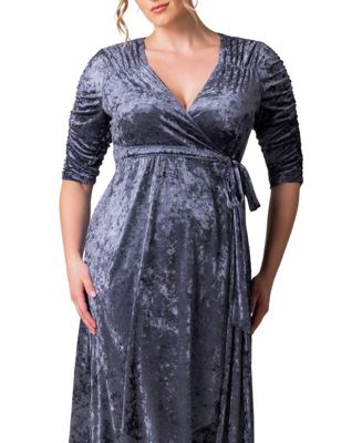 Plus Size Cara Velvet High Low Long Wrap Dress