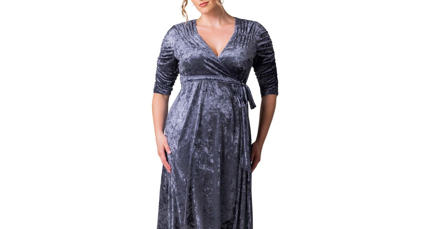 Plus Size Cara Velvet High Low Long Wrap Dress