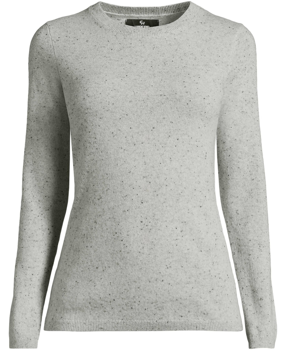 Lands' End Women's Tall Cashmere Sweater -black donegal