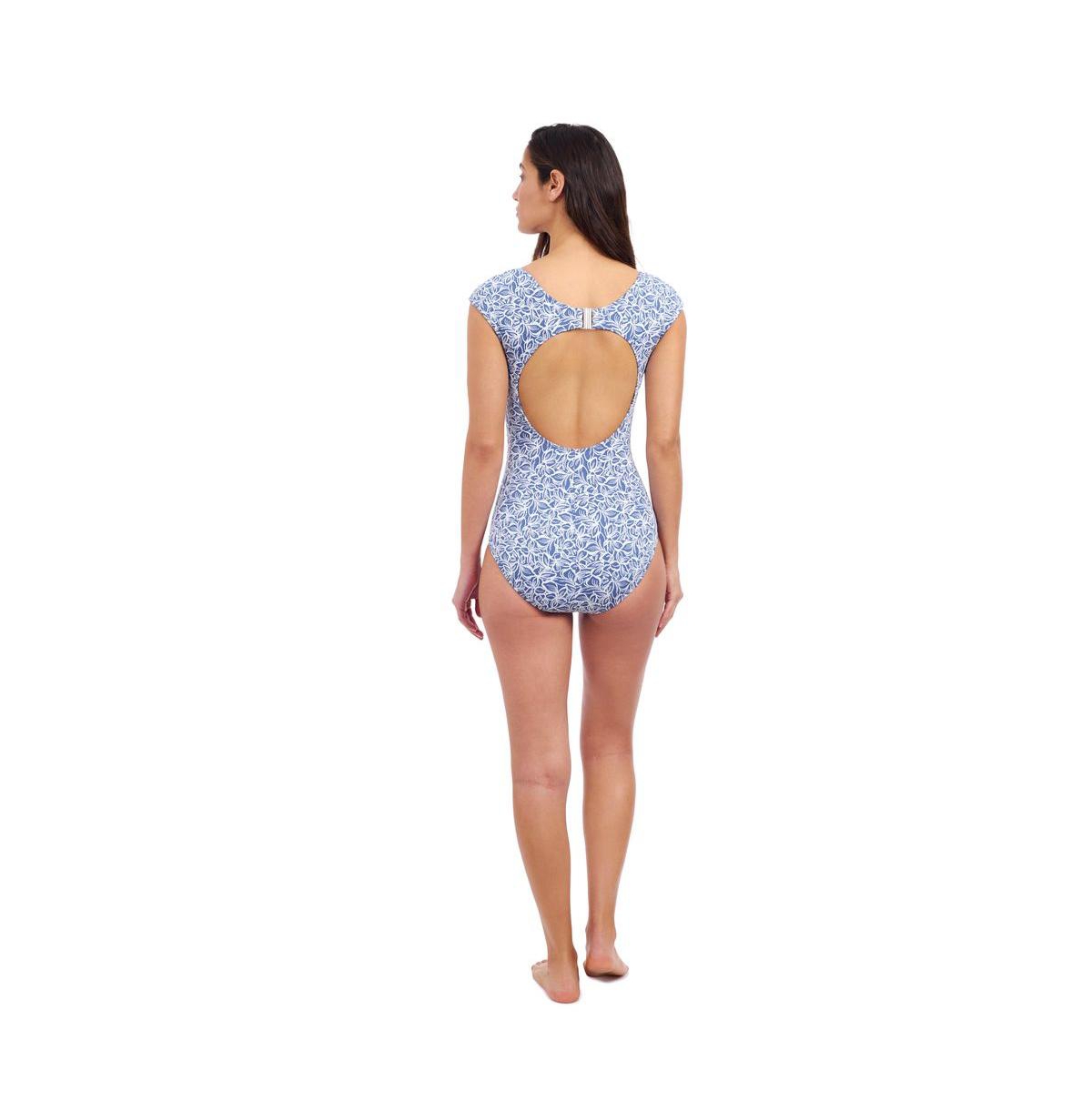 Profile by Gottex Women's Plumeria Cap Sleeve Shaped Bust One Piece