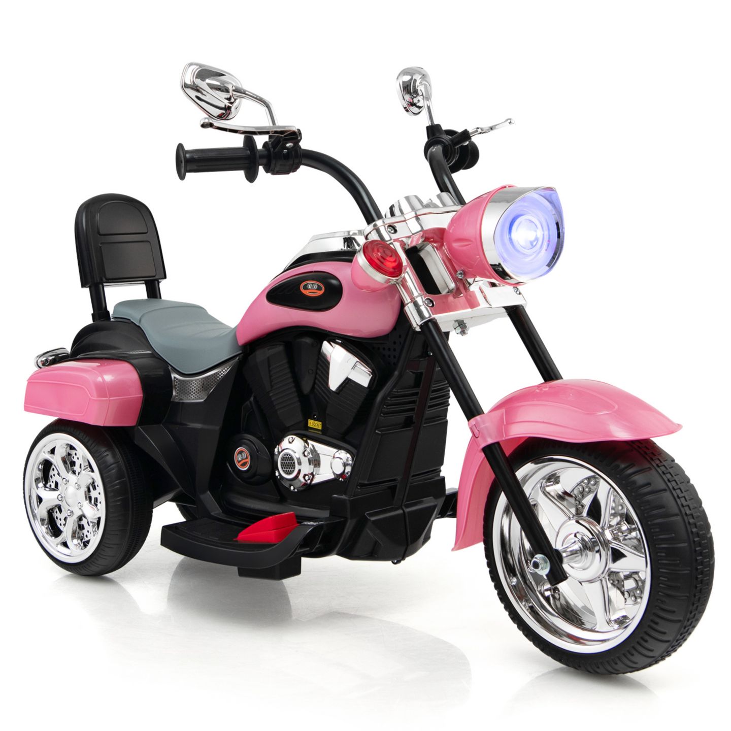 Детская игрушка Costway Chopper 3-Wheel Battery-Powered Rechargeable Kids Motorcycle, 44-lb. Capacity, Ages 3+, цвет: Розовый — фото 1