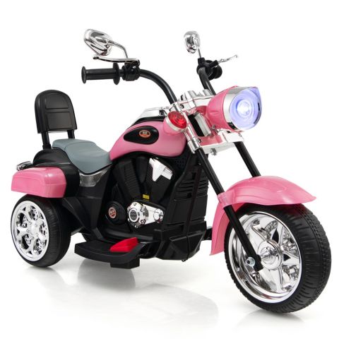 Детская игрушка Costway Chopper 3-Wheel Battery-Powered Rechargeable Kids Motorcycle, 44-lb. Capacity, Ages 3+, цвет: Розовый