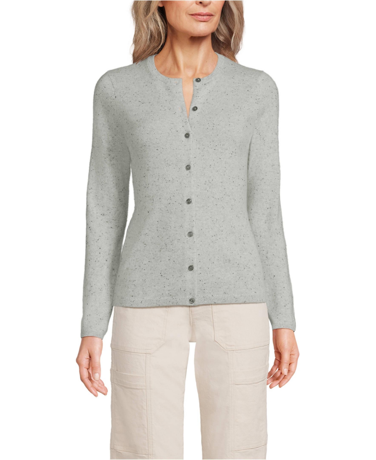 Women's Cashmere Cardigan Sweater - Gray/black donegal