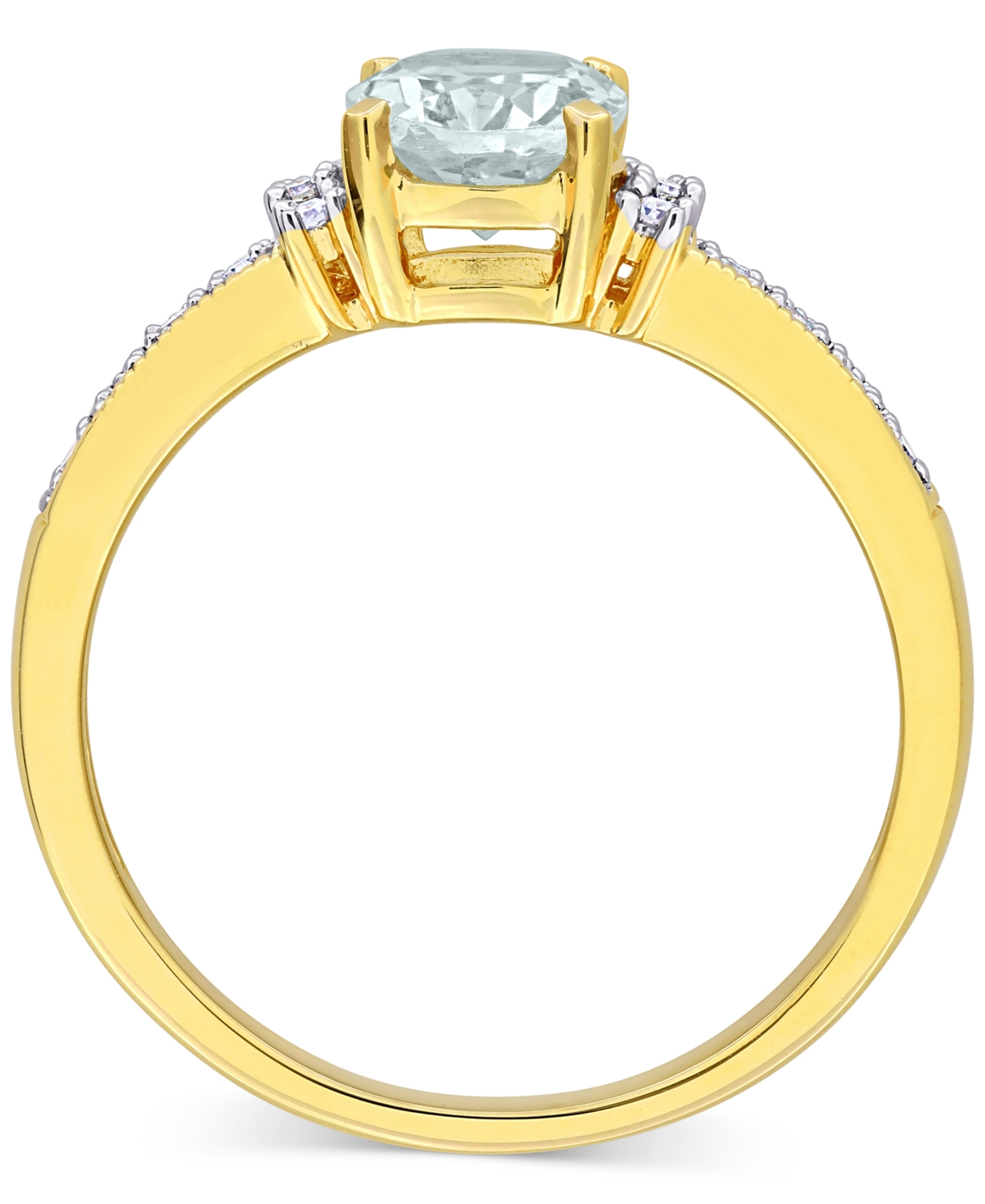 Macy's Morganite (1-1/7 Ct. T.w.) And Diamond (1/20 Ct. T.w.) Ring In 18k Rose Gold Over Sterling Silver (a In Aquamarine Gold