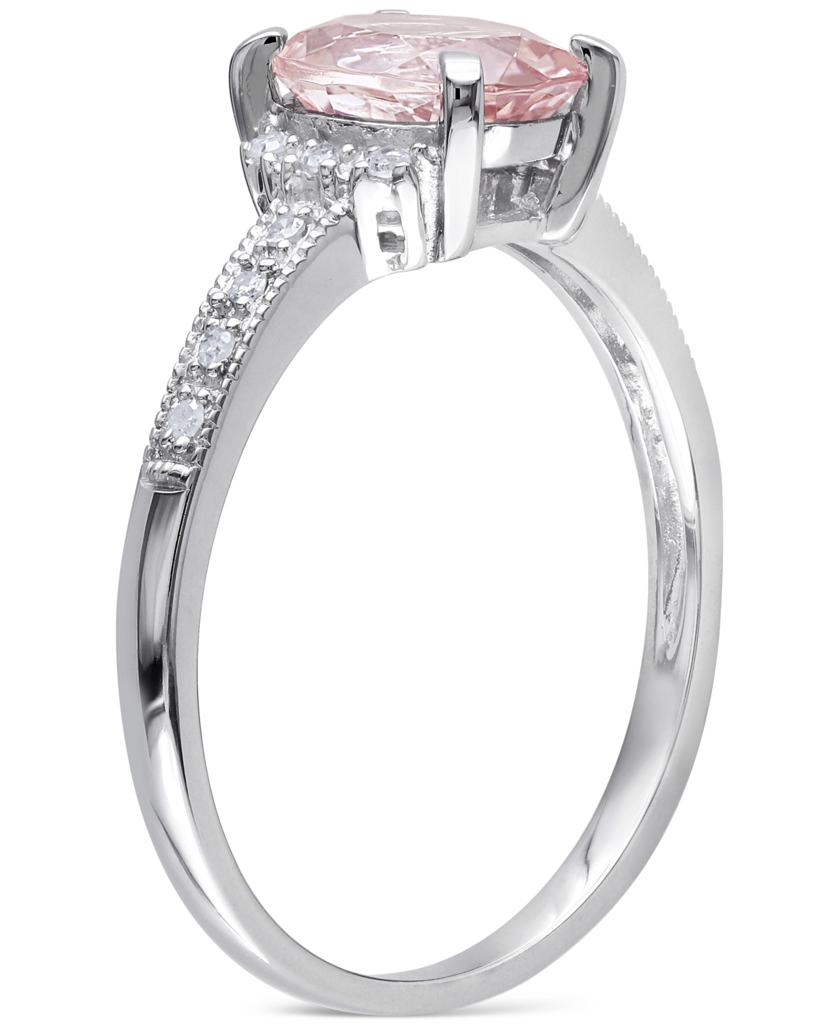 Macy's Morganite (1-1/7 Ct. T.w.) And Diamond (1/20 Ct. T.w.) Ring In 18k Rose Gold Over Sterling Silver (a In Morganite Silver