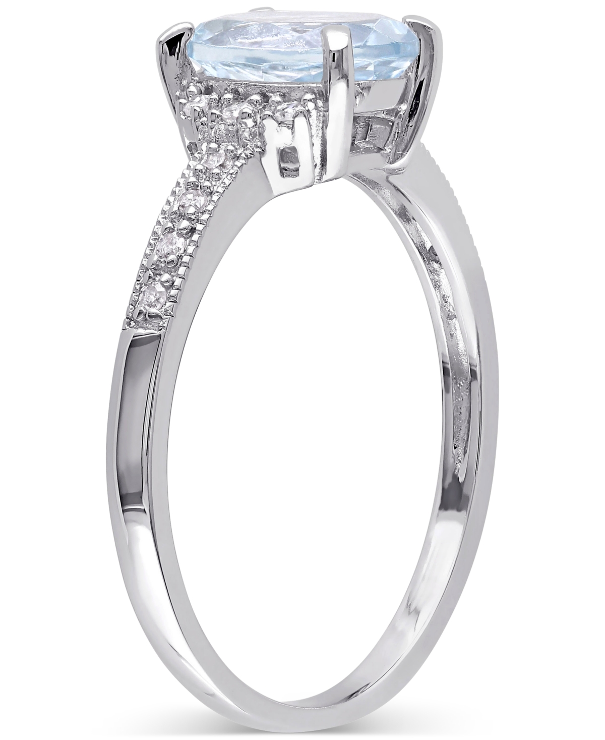 Macy's Morganite (1-1/7 Ct. T.w.) And Diamond (1/20 Ct. T.w.) Ring In 18k Rose Gold Over Sterling Silver (a In Aquamarine Silver
