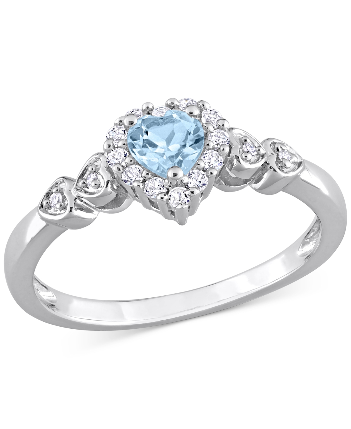 Macy's Lab-grown Blue Sapphire (1/4 Ct. T.w.), Lab-grown White Sapphire (1/8 Ct. T.w.), & Diamond Accent He In Blue Topaz