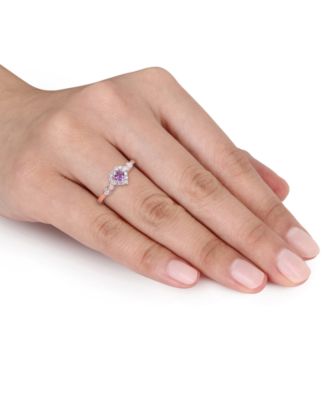 Lab-Grown Blue Sapphire (1/4 ct. t.w.), Lab-Grown White Sapphire (1/8 ct. t.w.), & Diamond Accent Heart Ring in Sterling Silver