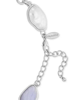 Silver-Tone Mixed Stone Collar Necklace, 17" + 3" extender