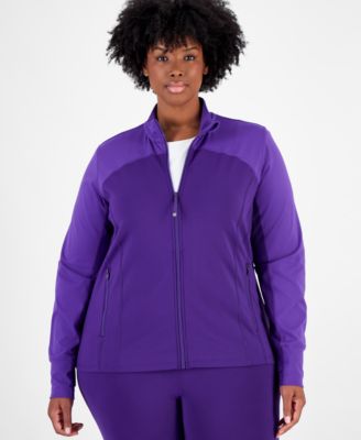 ID Ideology - Plus Size Soft Flex Colorblocked Zip-Up Top