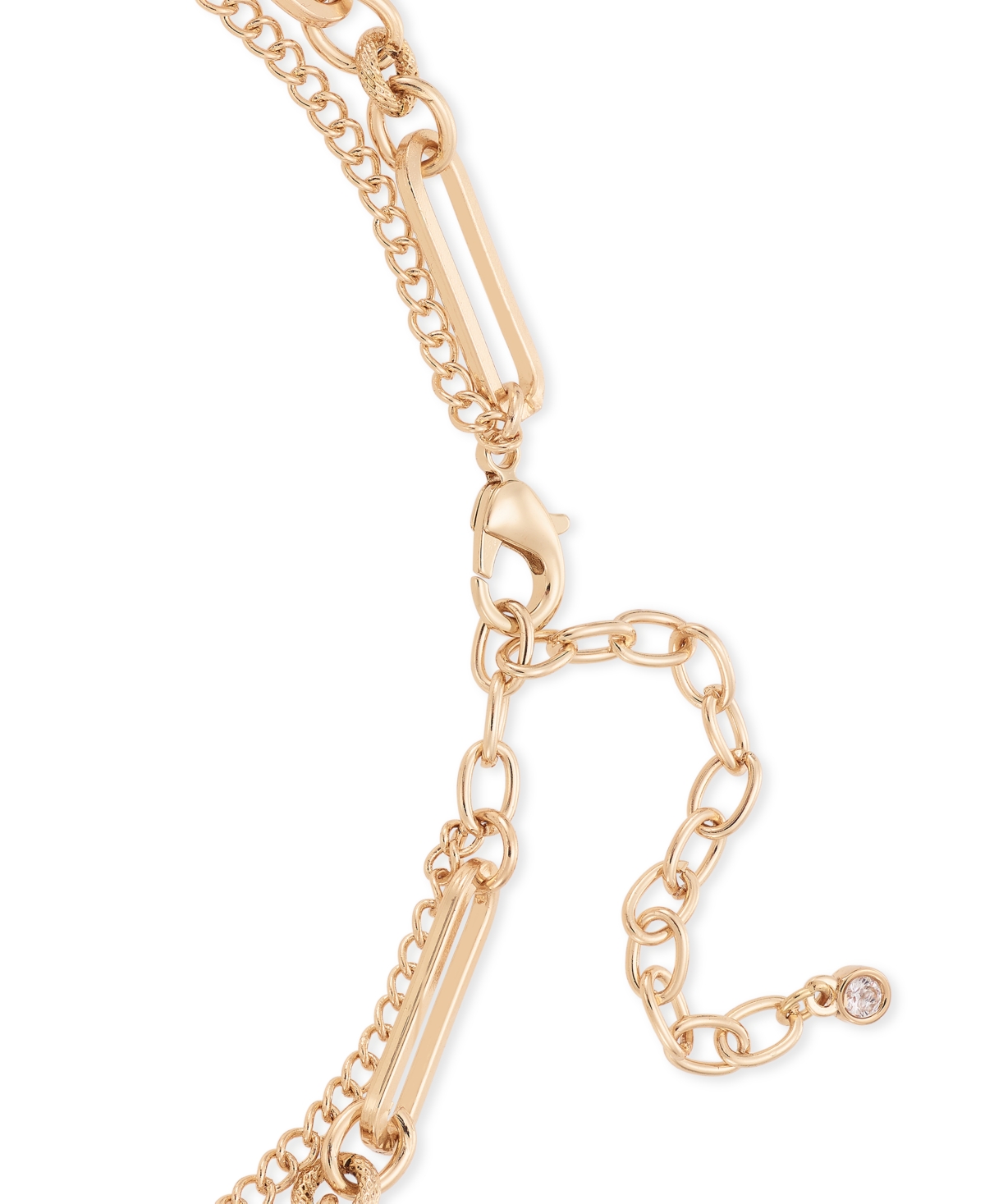 On 34th Gold-Tone Cubic Zirconia & Stone Heart Layered Lariat Necklace, + extender, Created for Macy's