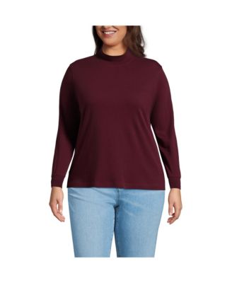 Lands End Plus Size Relaxed Cotton Long Sleeve Mock Turtleneck Macy s