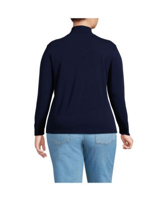 Plus Size Relaxed Cotton Long Sleeve Mock Turtleneck