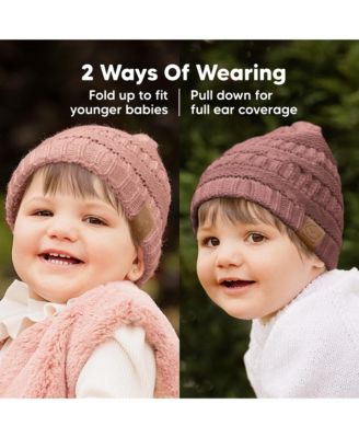 3pk Warmzy Baby Beanies, 0-36 months Baby Hats, Baby Winter Hat for Newborn, Infant, Toddlers, Boys, Girls