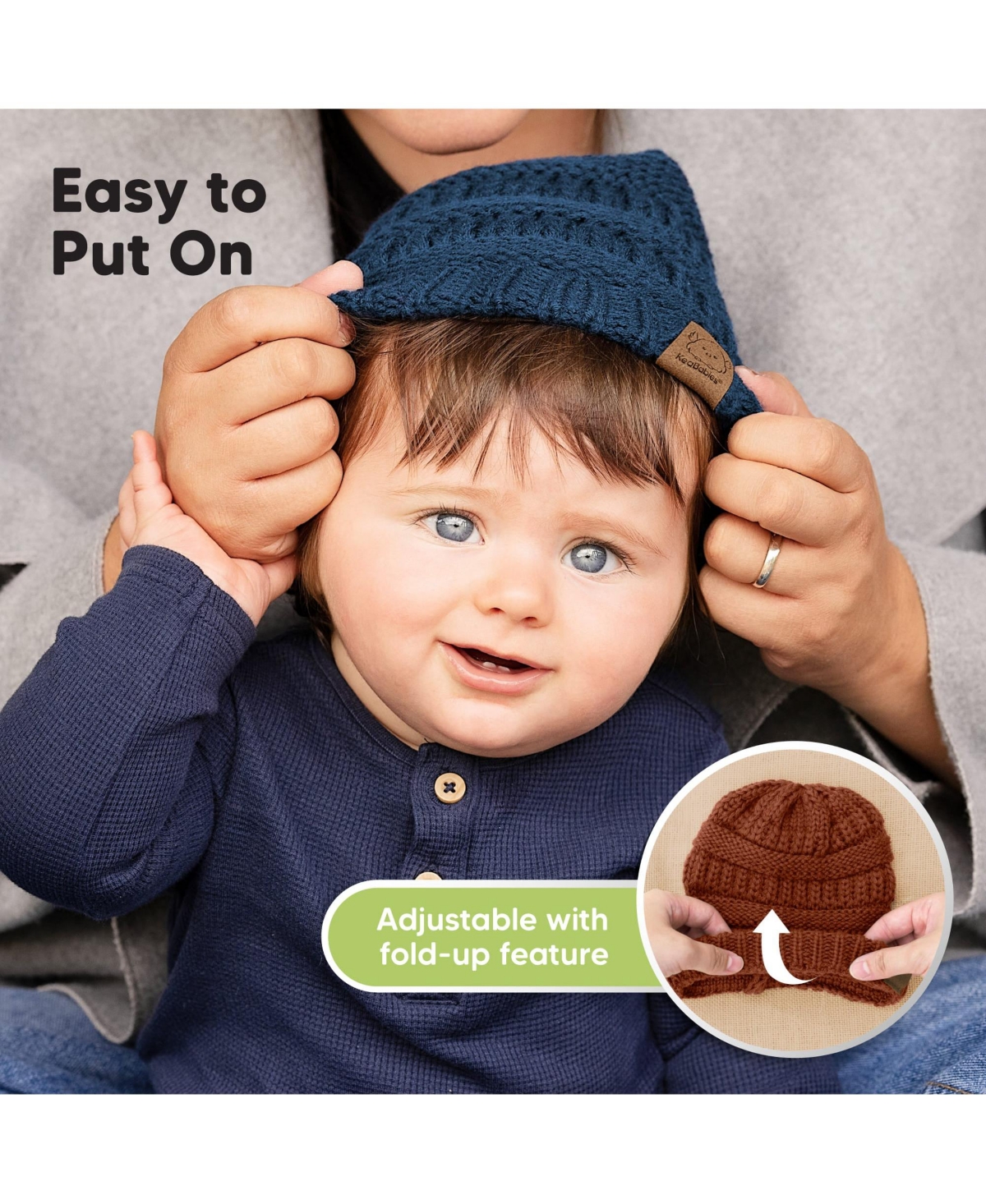 KeaBabies 3pk Warmzy Baby Beanies, 0-36 months Baby Hats, Baby Winter Hat for Newborn, Infant, Toddlers, Boys, Girls