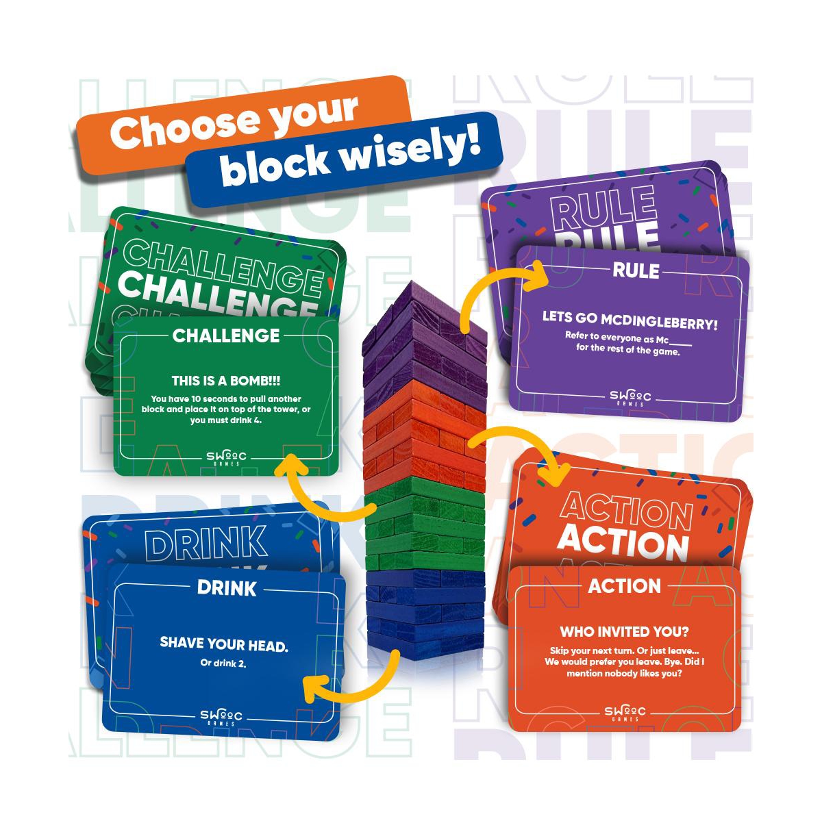 Ultimate Party Tower - 100 Original Commands, 60 Blocks & 1000's of Hilarious Rule Combinations - Fun Party Games