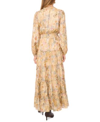 1.STATE Women's Printed Smocked-Waist Tiered Maxi Dress - Macy's