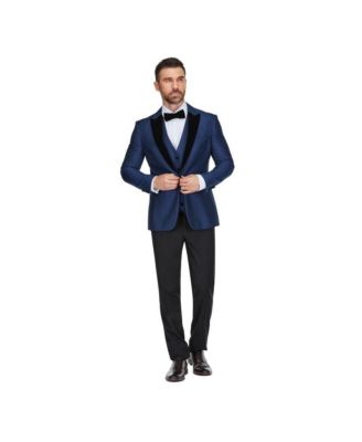 Men's 3-Piece Peak Lapel Satin Trim Tuxedo with Subtle Sheen