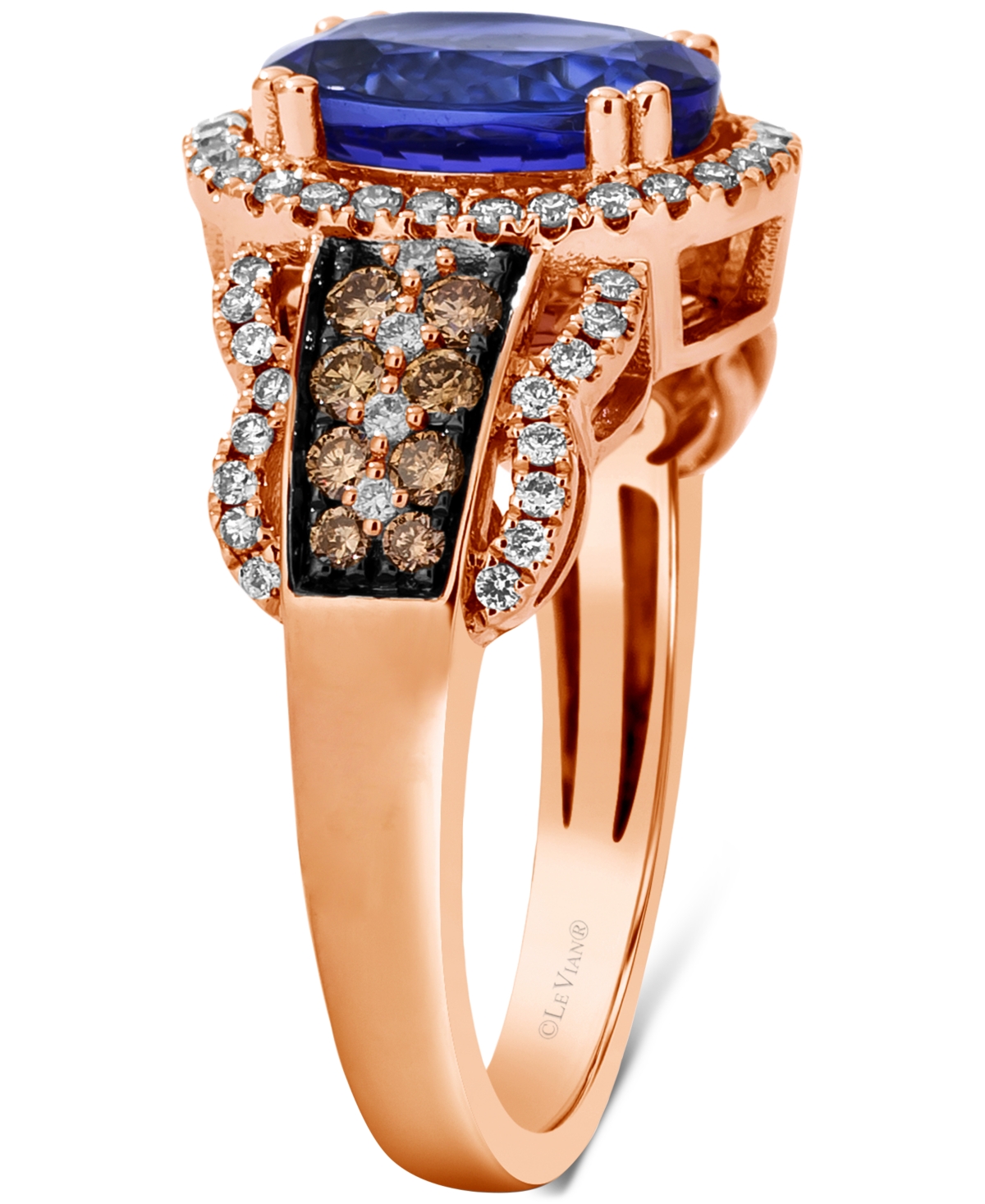 Le Vian Blueberry Tanzanite (2-1/2 Ct. T.w.) & Diamond (5/8 Ct. T.w.) Halo Statement Ring In 14k White Gold In Yellow Gold