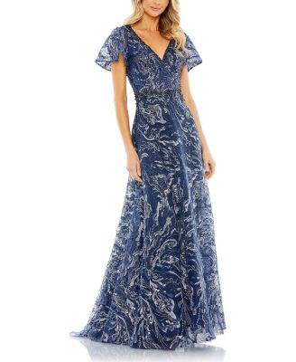 【Mac Duggal】Embellished Illusion Butterfly Gown 関税送料込 Mac Duggal Women's Embellished Illusion Butterfly Sleeve A