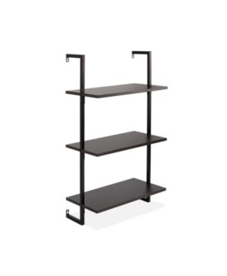 Madera  Industrial 3-Shelf Wood Wall-Mounted Open Ladder Bookcase, Metal Frame