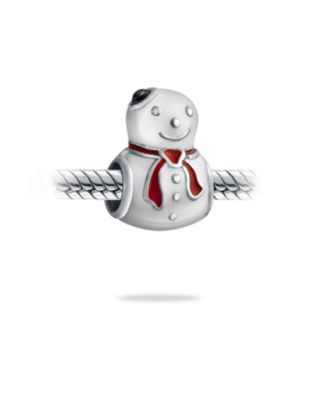 Christmas Winter White Holiday Snowman Charm Bead .925 Sterling Silver