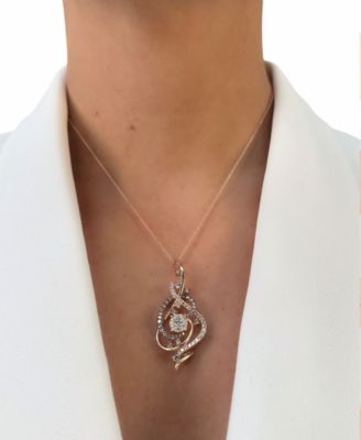 Crazy Collection&reg; Chocolate Diamond & Nude Diamond Swirl Adjustable 20" Pendant Necklace (1-1/2 ct. t.w.) in 14k Rose Gold