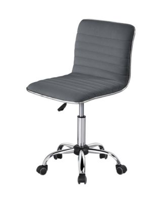 Swivel Velvet Low Back Armless Office Desk Chair with Wheels