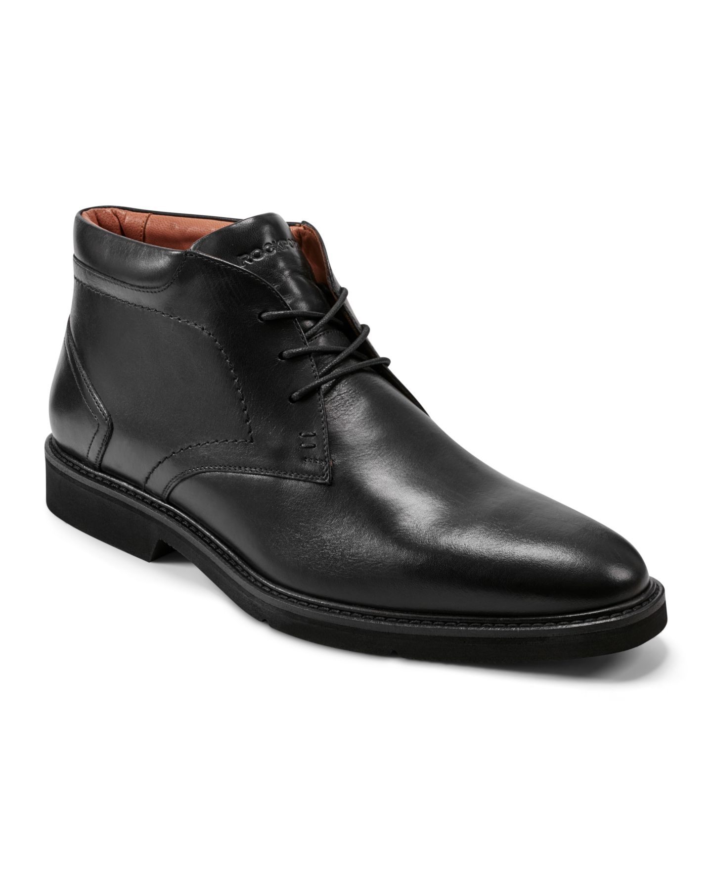 Мужские ботинки Rockport Flynn Lace-Up Almond Toe Casual, цвет: Чёрный кожаный — фото 1