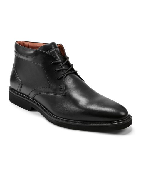 Мужские ботинки Rockport Flynn Lace-Up Almond Toe Casual, цвет: Чёрный кожаный