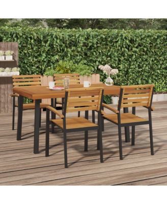 Garden Table Natural wood Solid acacia wood and powder-coated metal