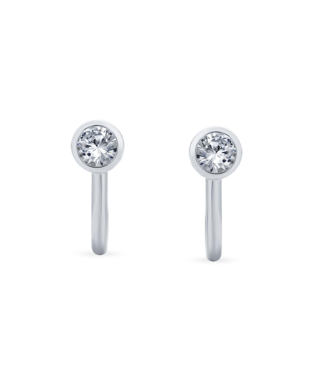 Bling Jewelry Minimalist Geometric Round Solitaire Bezel Cubic Zirconia Cz Screw back Clip On Stud Earrings Sterling Silver