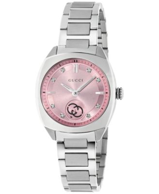 Gucci - Women's Swiss Interlocking Diamond (1/20 ct. t.w.) Stainless Steel Bracelet Watch 29mm