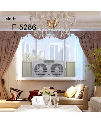 F-5286 8" Reversible Twin Window Fan with Thermostat