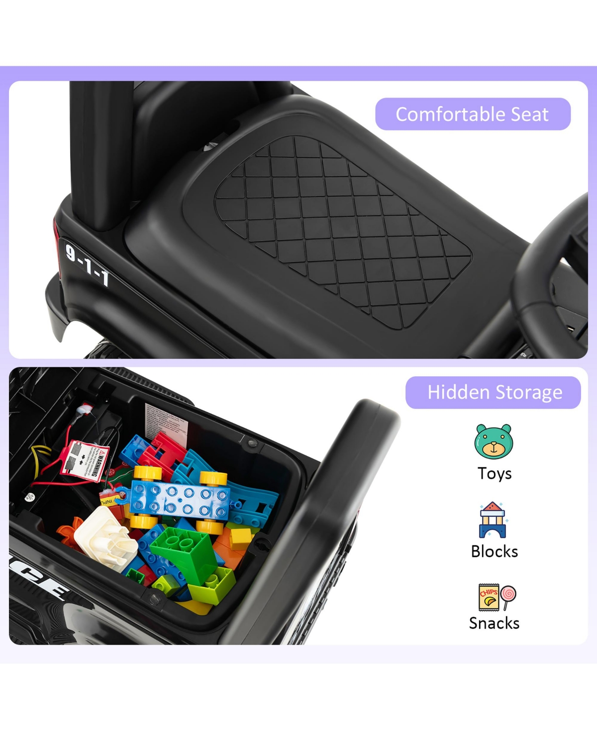 Costway 2-in-1 6V Kids Ride On Car Toddler Push Car w/ Megaphone & Siren