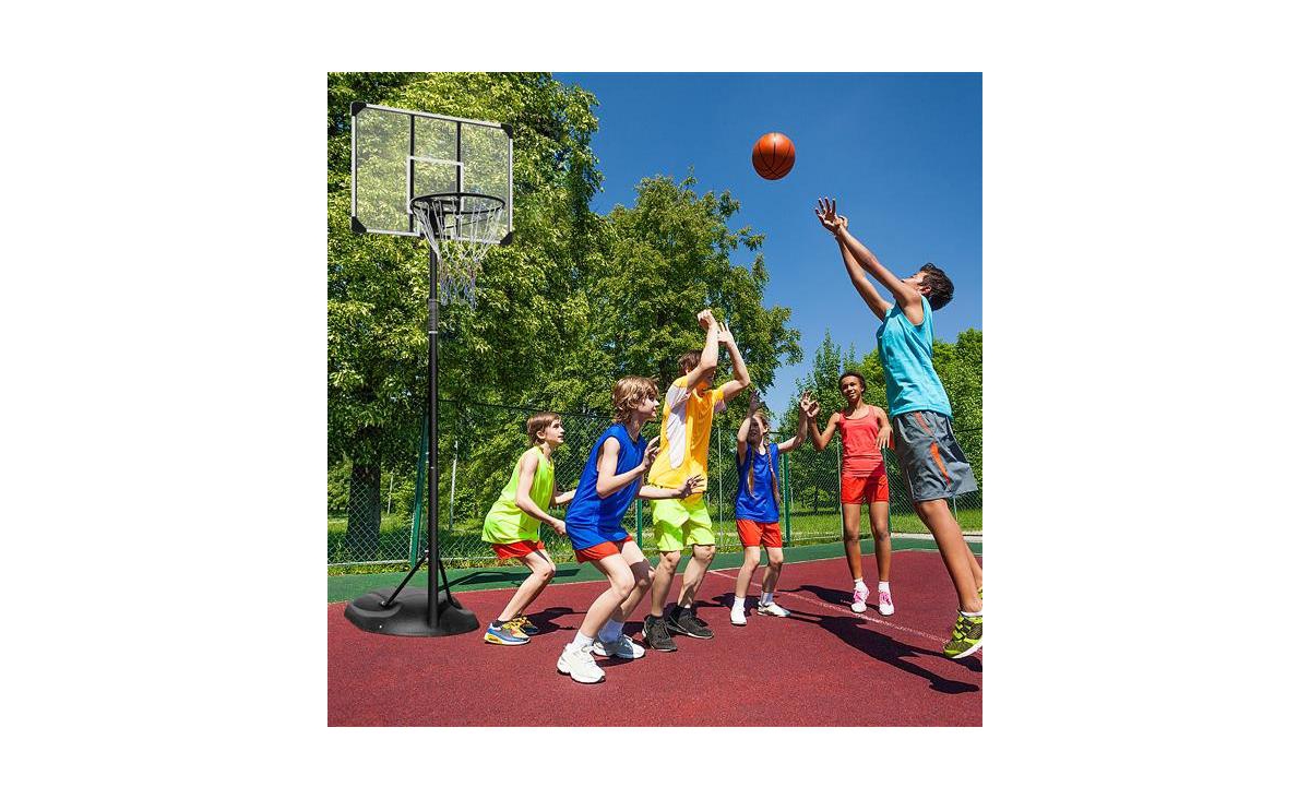 Slickblue Portable Basketball Hoop System with Adjustable Stand - Silver