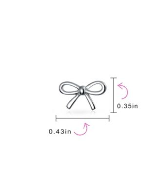 Delicate Simple Dainty Ribbon Birthday Present Bow Stud Earrings Rose Gold Plated .925 Sterling Silver