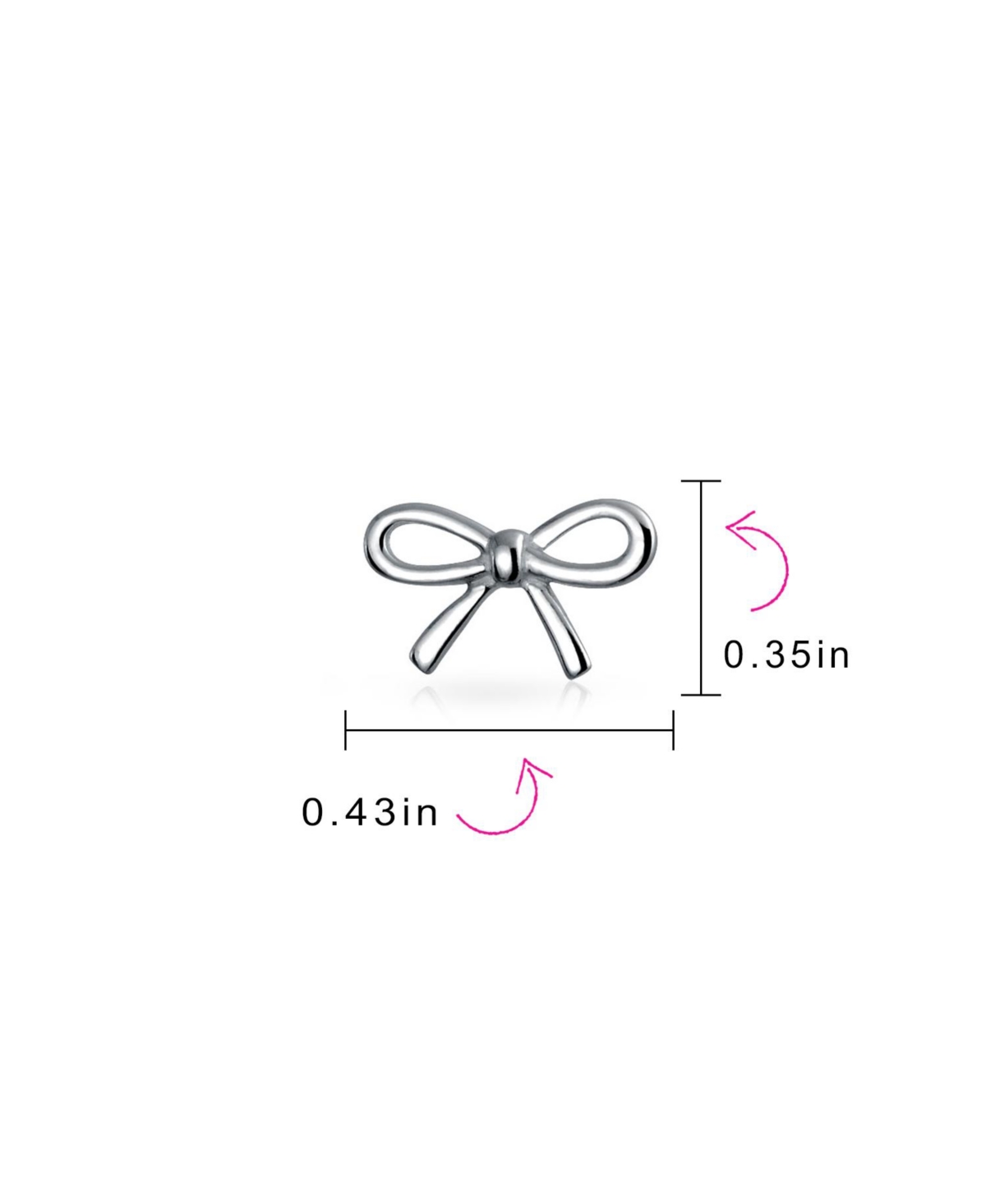 Bling Jewelry Delicate Simple Dainty Ribbon Birthday Present Bow Stud Earrings For Women Rose Gold Plated .925 Sterling- Silver