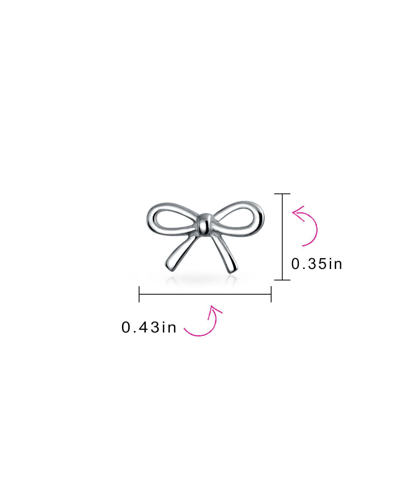 Dainty Ribbon Bow Stud Earrings Rose Gold Plated .925 Sterling Silver