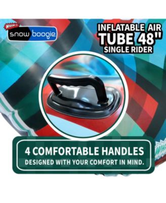 Inflatable Snow Tube, 48" Single/Double Rider Heavy Duty Air Tube, Hard Bottom Snow Sled with Handles