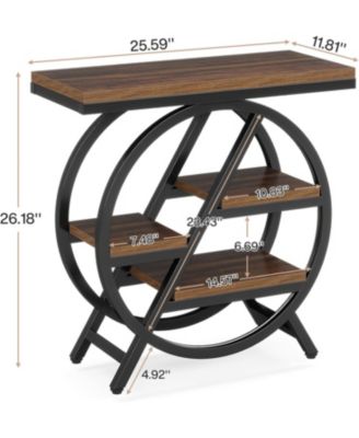 Wood End Table Set of 2, 3-Tier Narrow Sofa Side Table with Storage for Living Room, Industrial Nightstand and Bedside Table