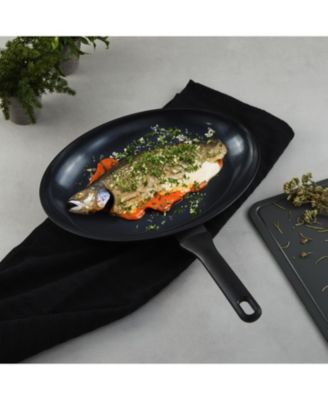 DiNA Helix Recycled Aluminum Nonstick Ceramic Fish Pan, 13.25"