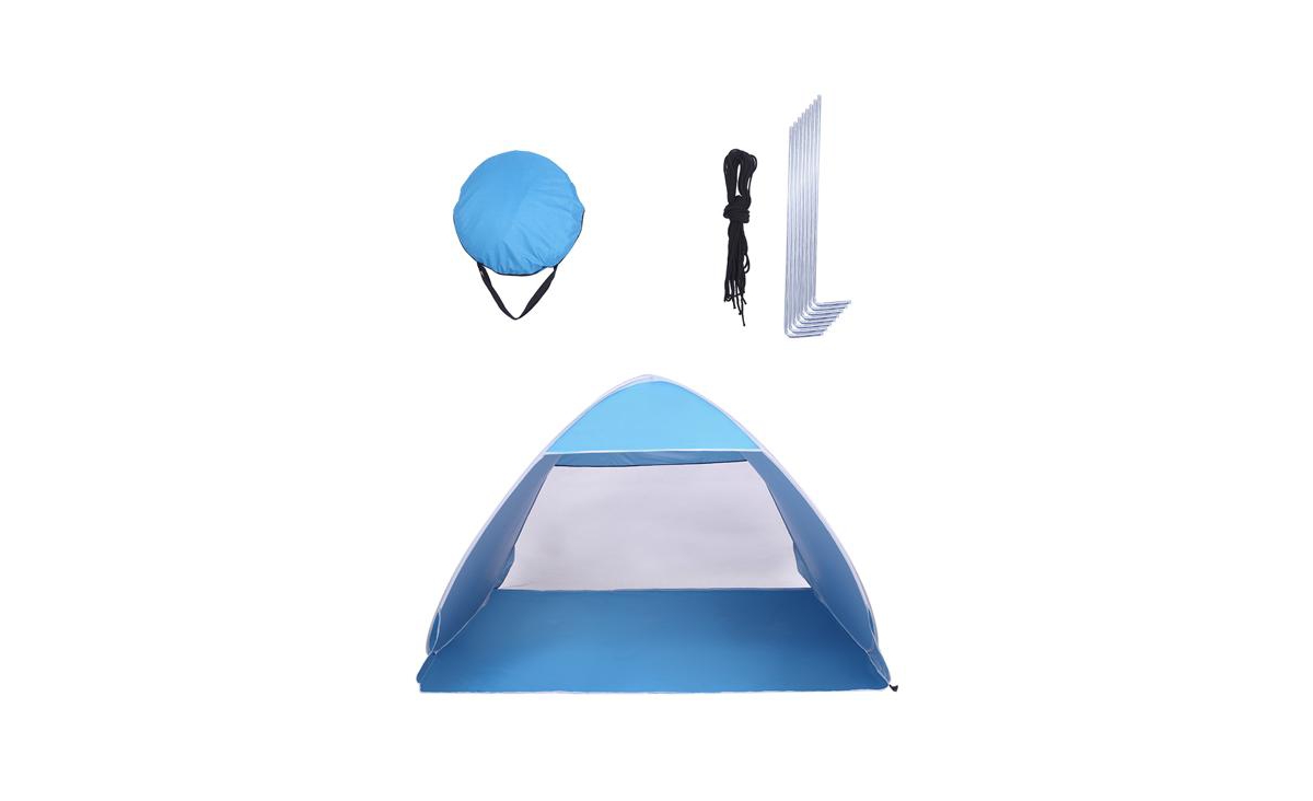 Slickblue 2-3 Person Beach Tent – Pop-Up Sun Shelter, Automatic Sun Umbrella, Ideal for Fishing and Beach - Blue