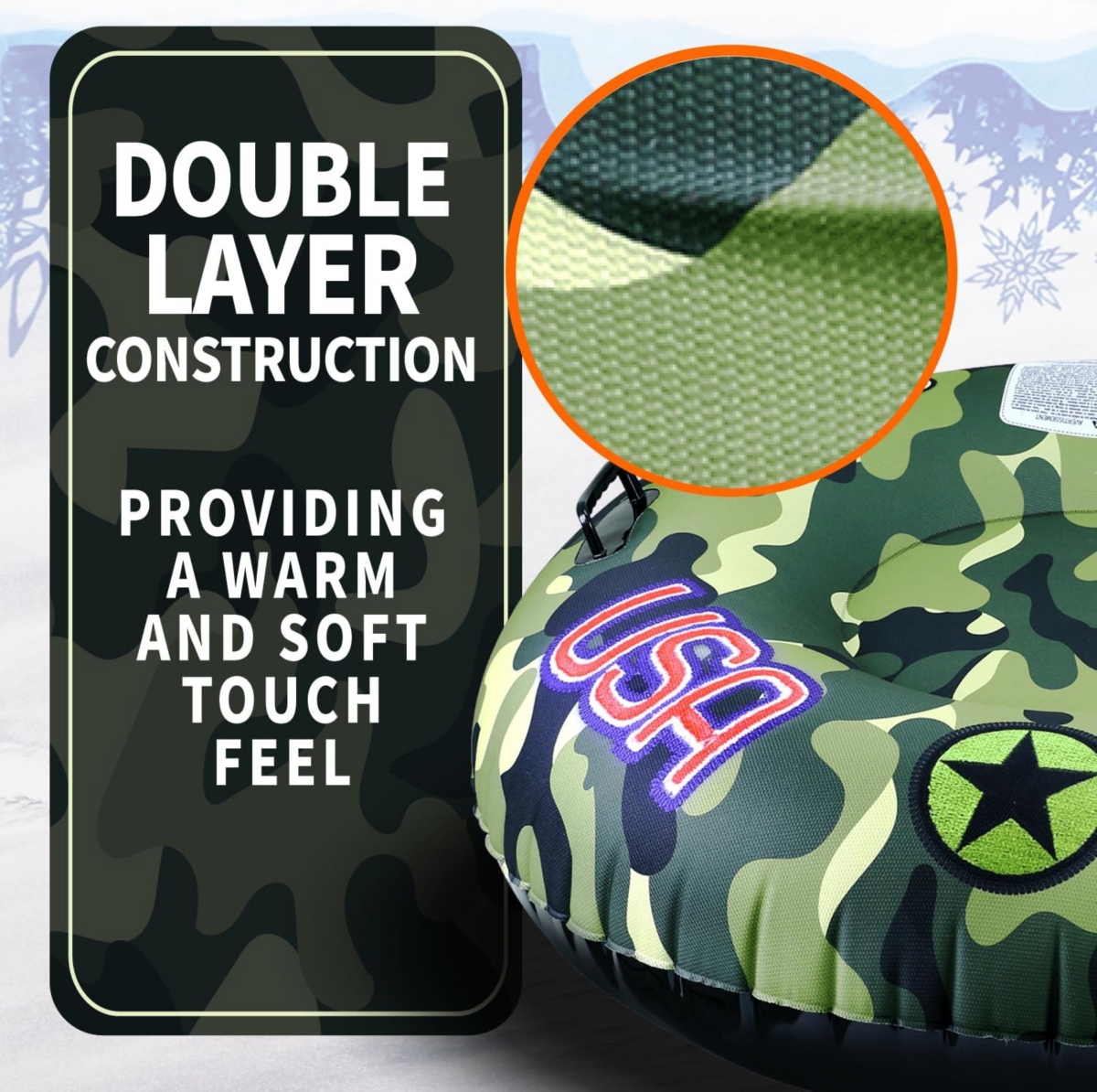 Super Snow Sledding Tube, 46" Oversize Deluxe Edition, Inflatable Single Rider Snow Sled with Handles