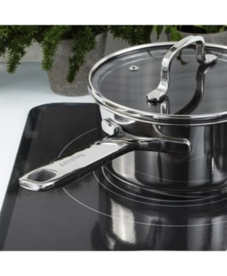 DiNA Helix Recycled 18/10 Stainless Steel 6.5" Saucepan 1.6qt., Glass Lid