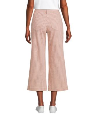 Women's Printed Twill High Rise 5 Pocket Wide Leg Crop Pants