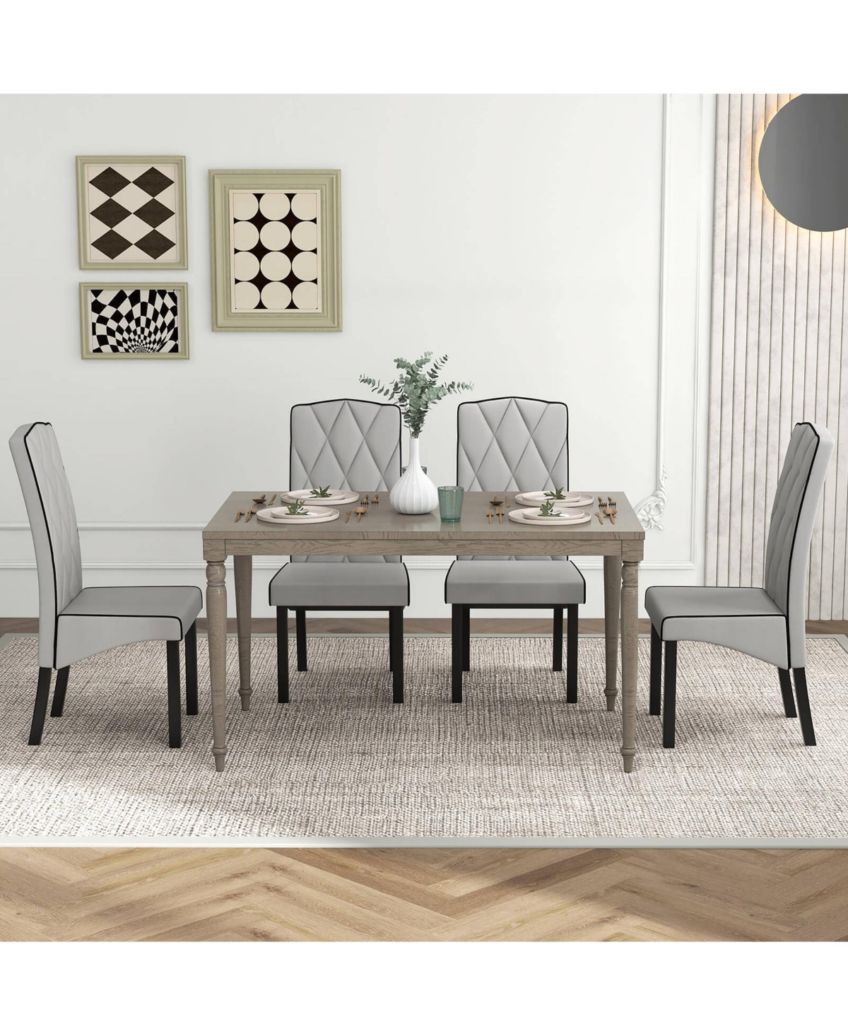 Gymax Modern Dining Chair Set of 4 w/ High Backrest High-density Sponge Cushion