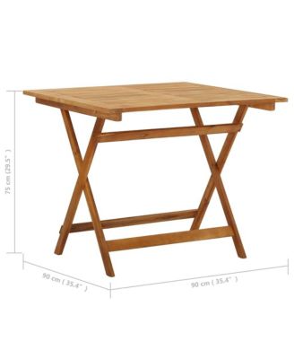 Folding Patio Table 35.4"x35.4"x29.5" Solid Acacia Wood